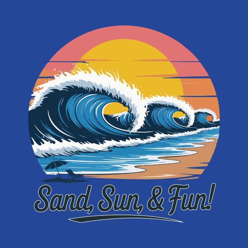 Retro Beach Wave Sunset