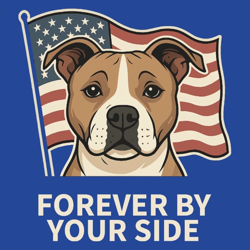 Chien loyal devant le drapeau américain