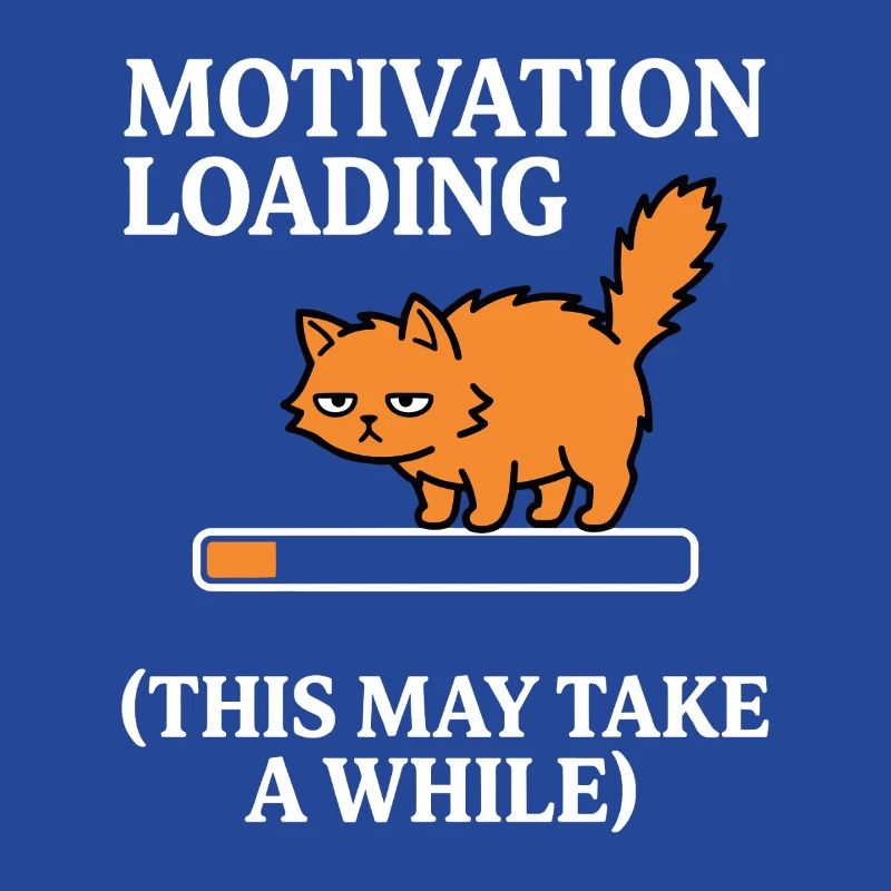 Motivation Loading Tired Cat with Loading Bar