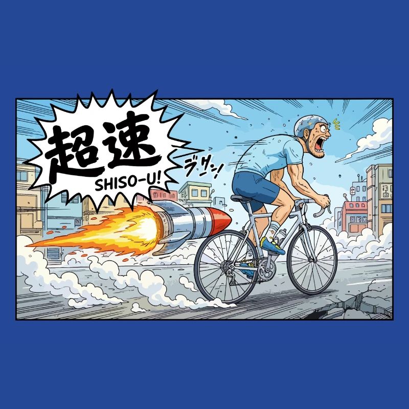 Cycliste à hypervitesse avec explosion de fusée