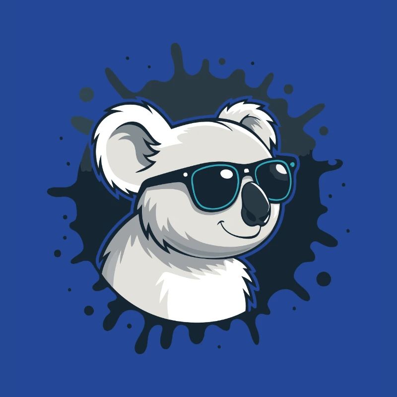 Koala chic glasses on blue splash