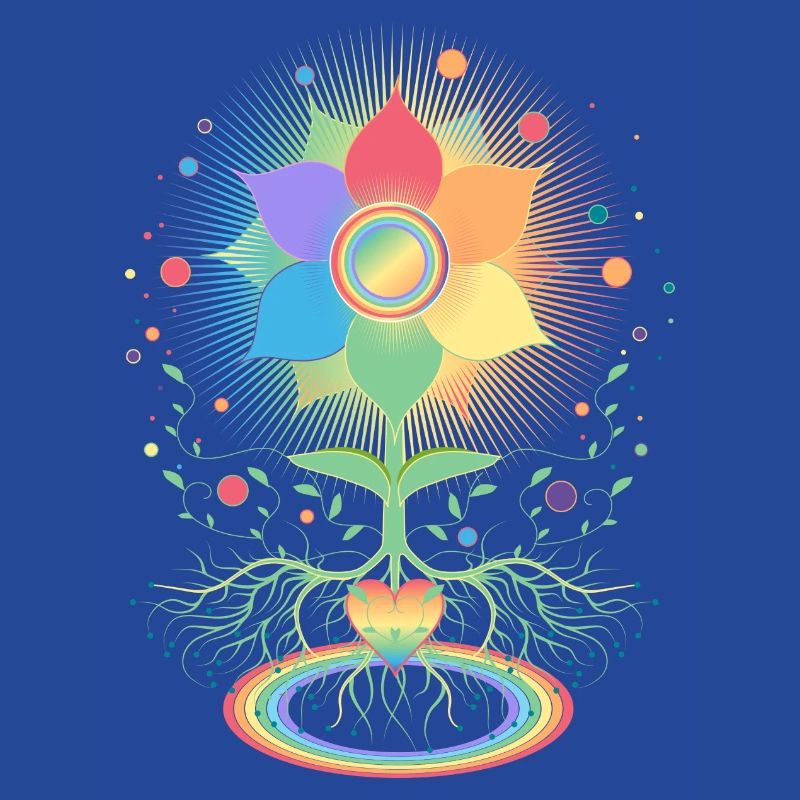 Flower with Root and Rainbow Symbol for Pride