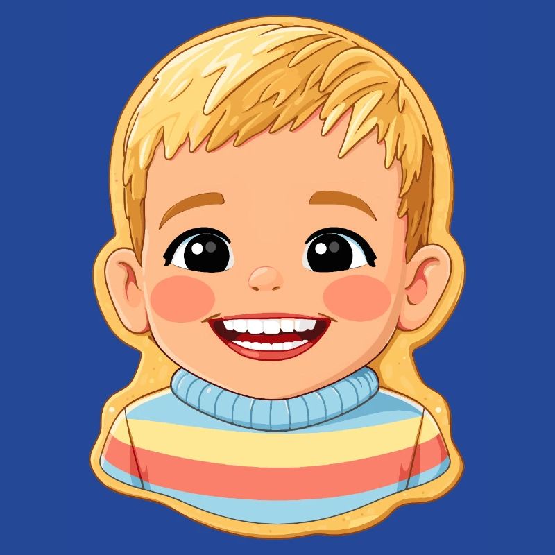 Motif biscuit : enfant joyeux avec un pull coloré