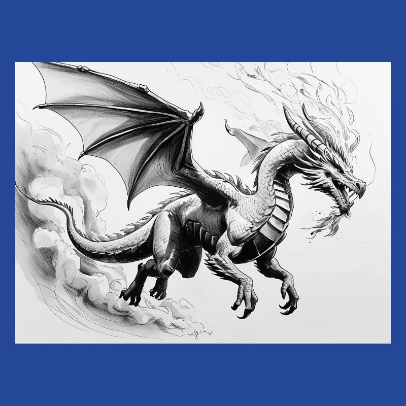 Determined Dragon with Fire Wings