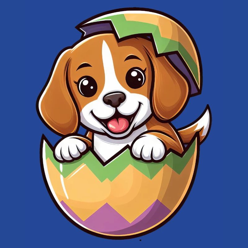 Oeuf de Pâques coloré avec conception de Beagle à éclosion