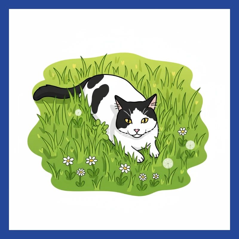 Chat dans la Joyeuse Prairie