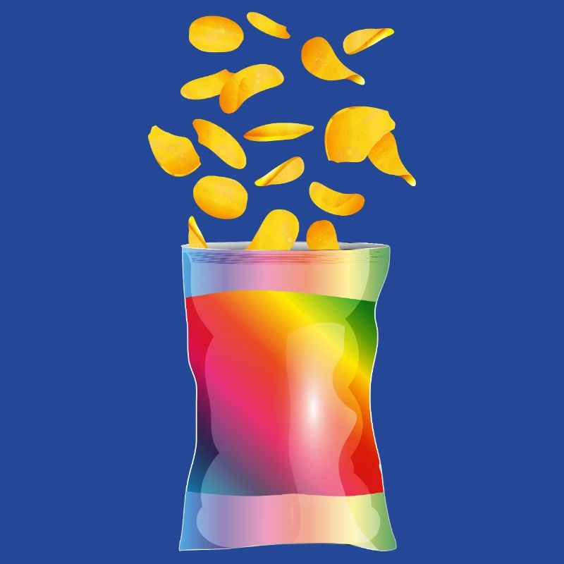 Colorful Open Chips Bag with Potato Chips
