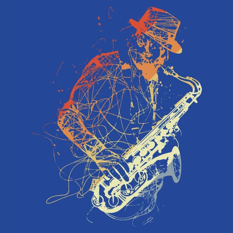 Retro Saxophone Player Drawing