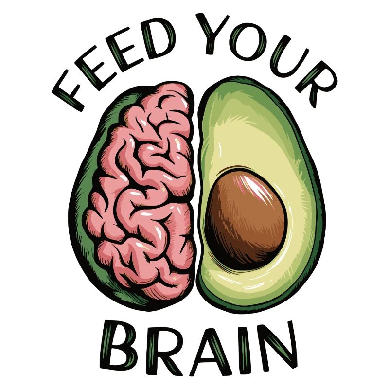 Feed Your Brain Avocado Illustration