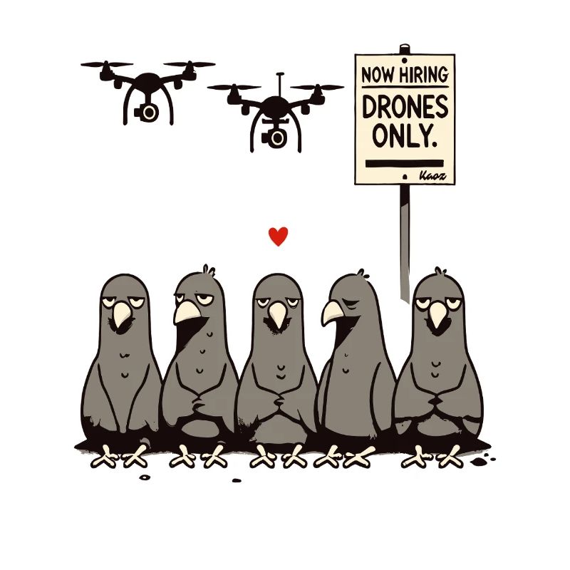 Pigeons unemployed – drones take over