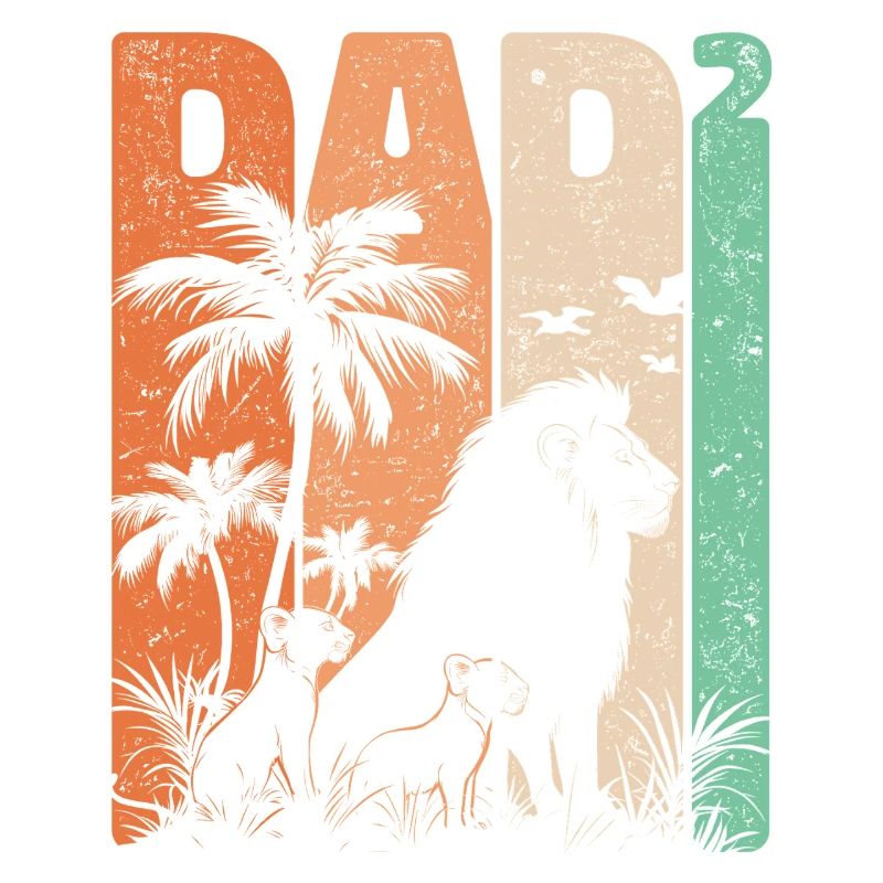 Retro Lion Design Dad High 2 Fathers Gift