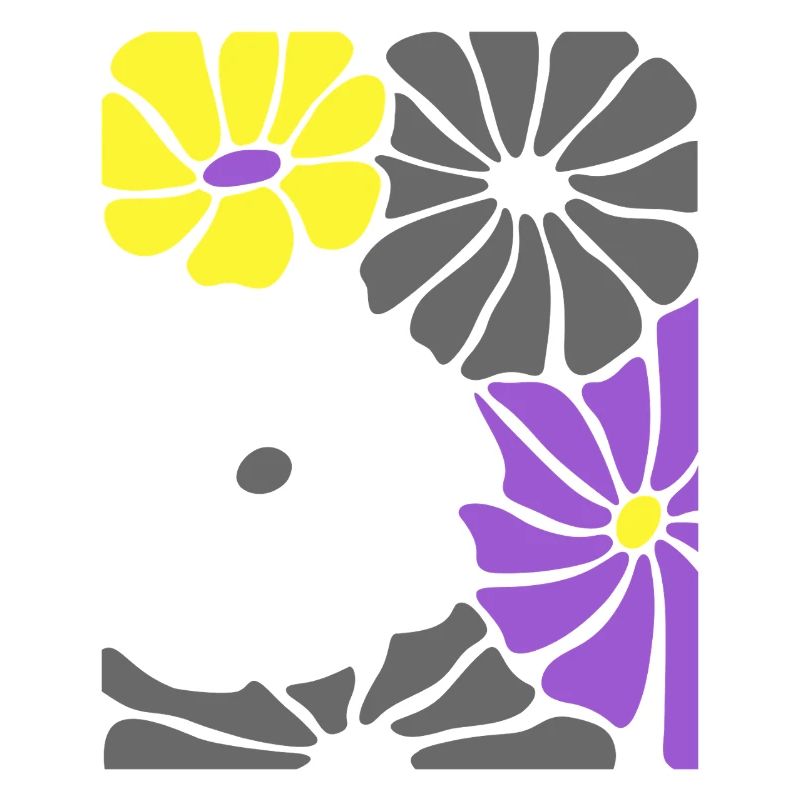 Nonbinary Pride Retro Blumen mit Enby Flag Farben