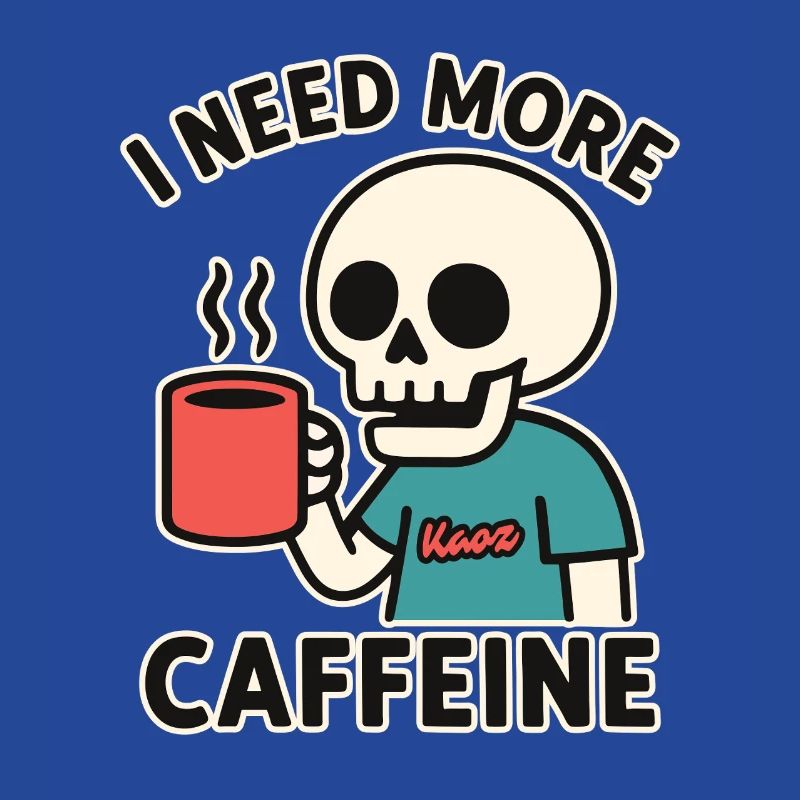 lustiges Skelett braucht mehr Koffein oder Kaffee