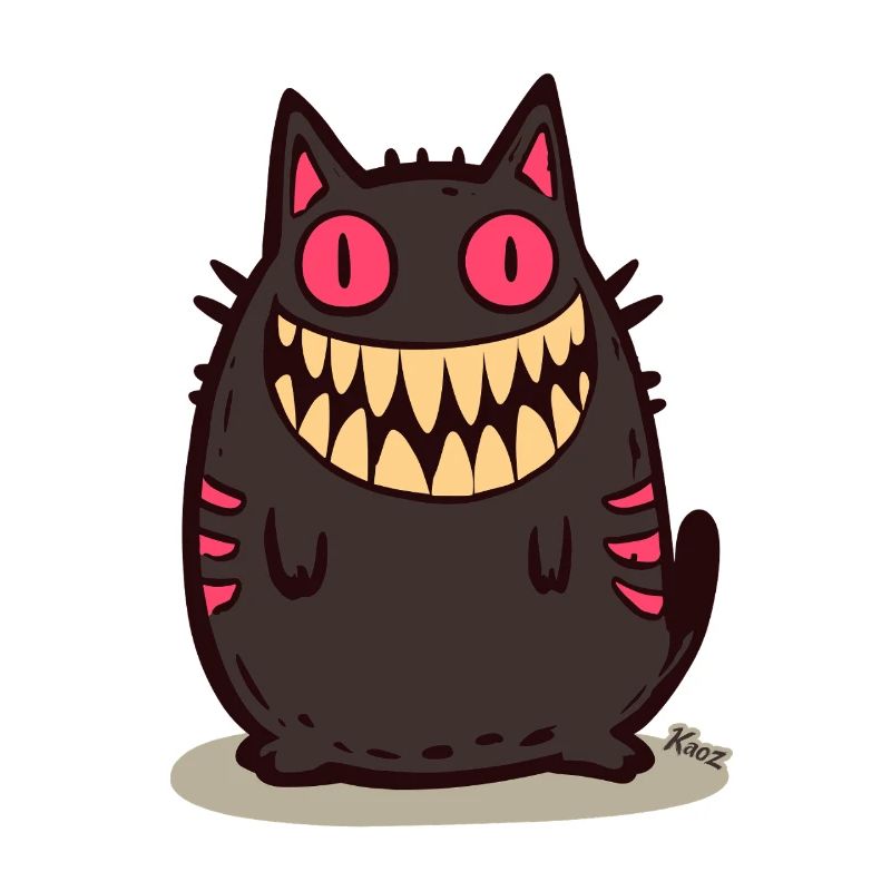 Grinning Black Monster Cat