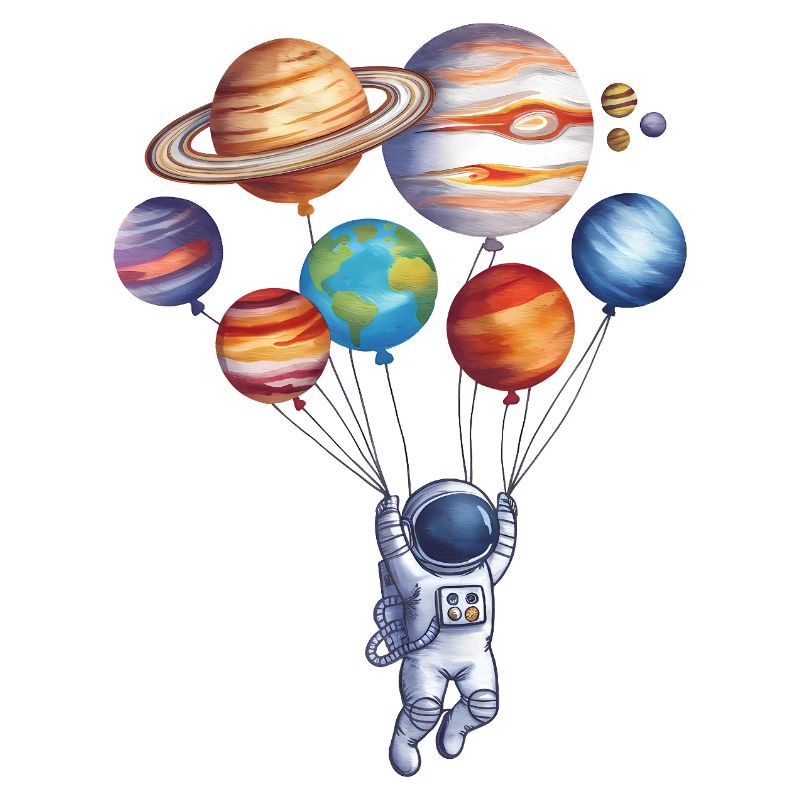 Astronaut Exploring Colorful Planets