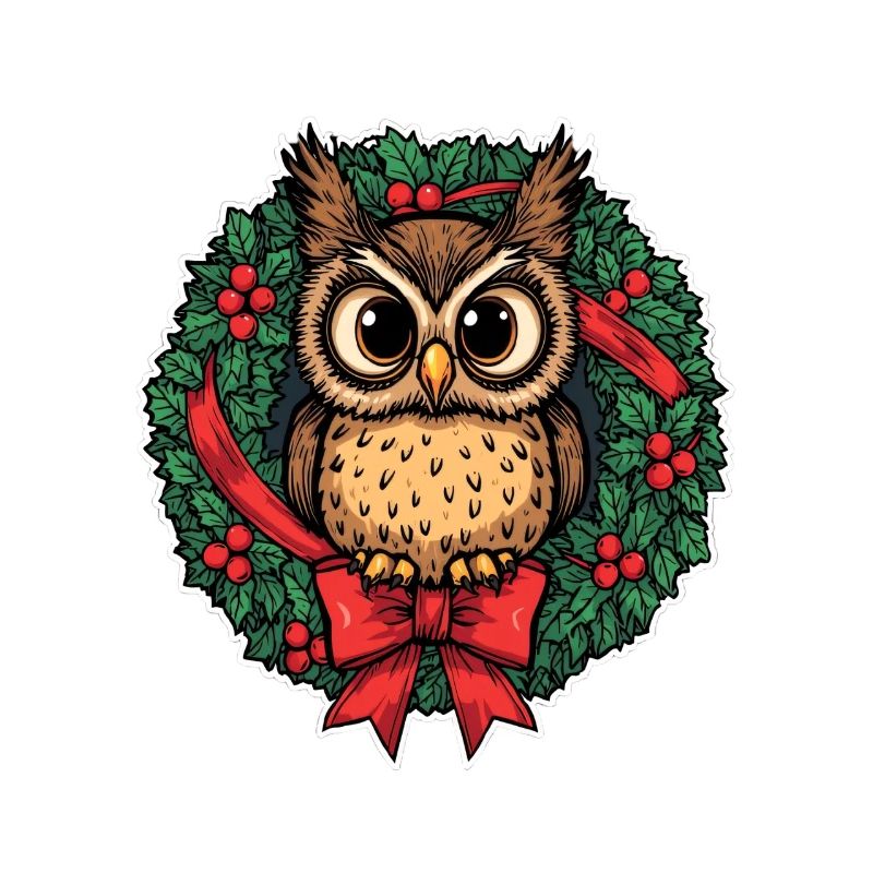 Eule im Weihnachtskranz