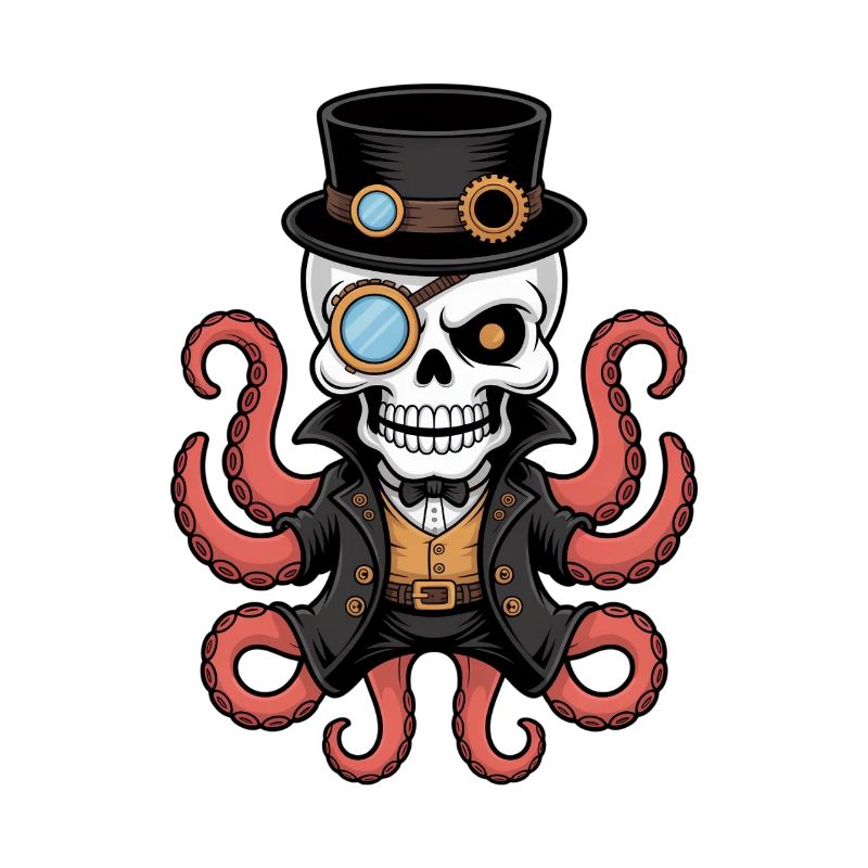 Pieuvre dans le style steampunk avec monocle
