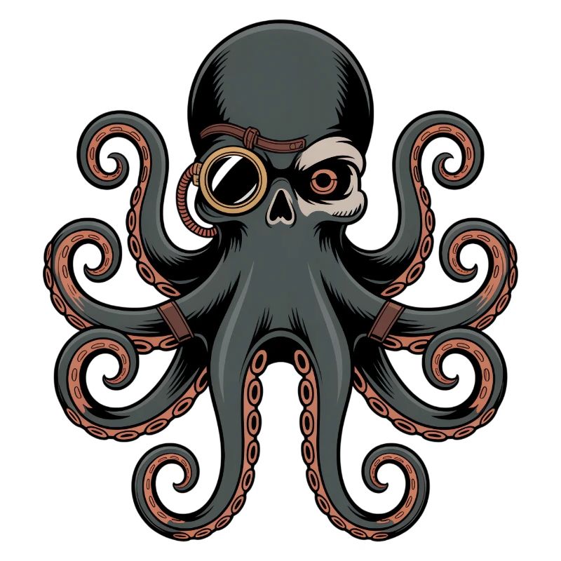 Pieuvre dans le style steampunk avec monocle