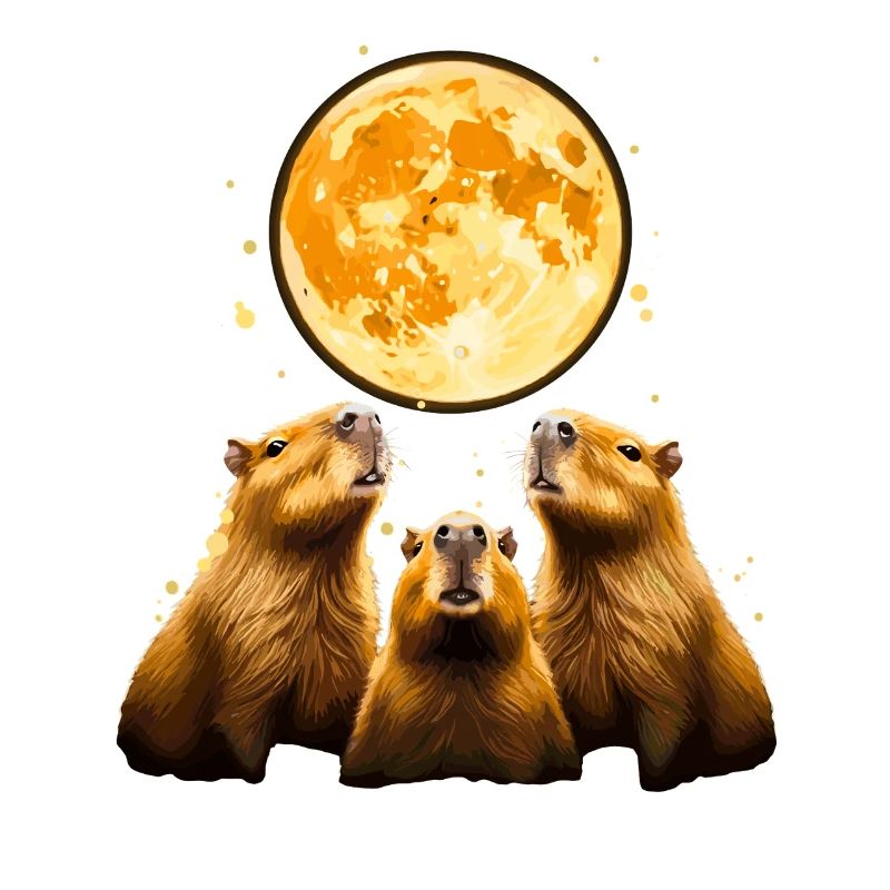 Trio de clair de lune capybara capybara