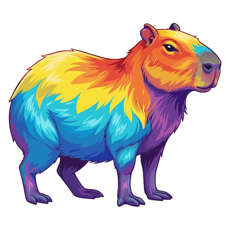 Bunte Capybara-Regenbogen-Pop-Art-Aquarell
