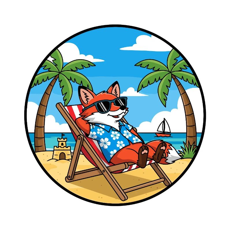 Cool Fox Beach Vacation Summer Vibes