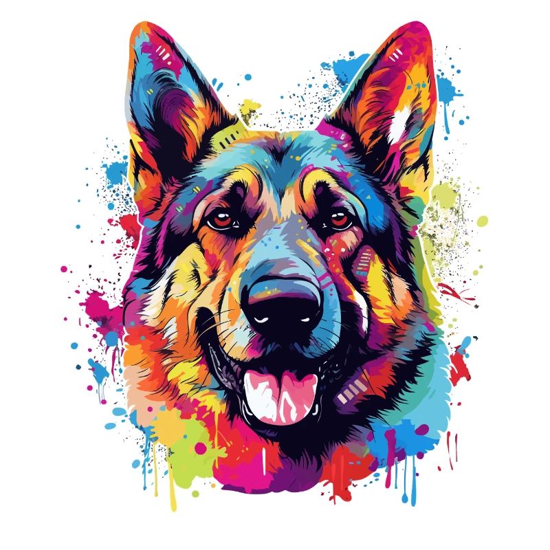Splash Art Deutscher Schäferhund Farbenfroh