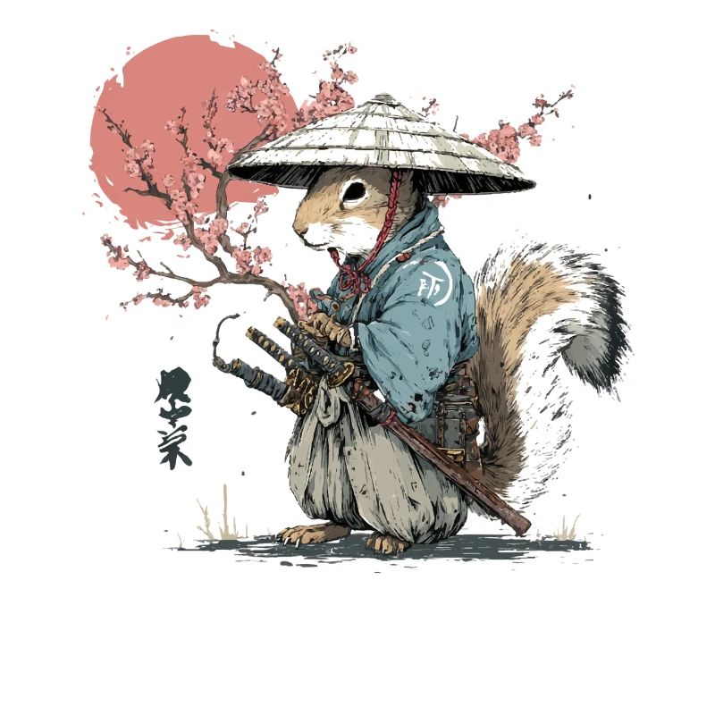 Eichhörnchen-Samurai in Sakura-Roben