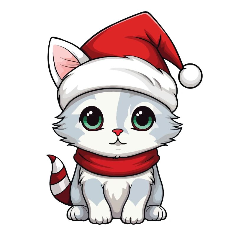 Chat Noël Chat De Noël Mignon Joyeux Catmas