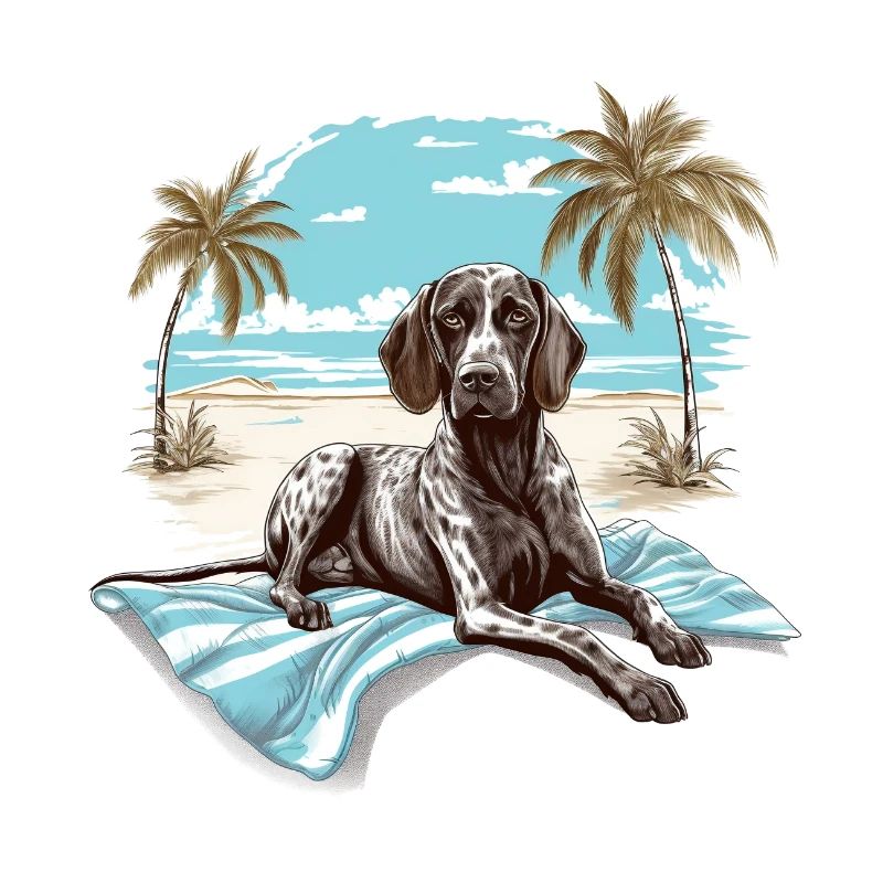 German shorthair pointer at the beach