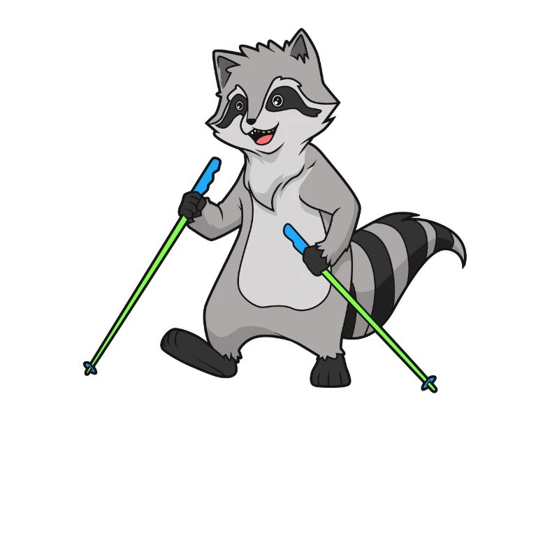 Nordic Walking Comic Raccoon