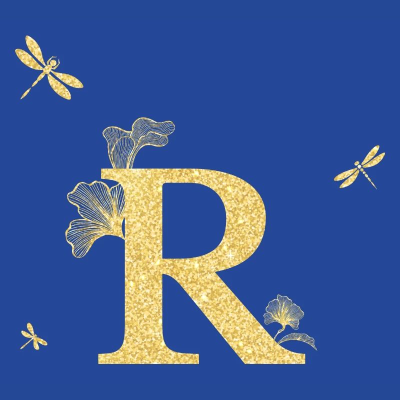 Buchstabe r Goldene Glitzer Libelle - Geschenkidee