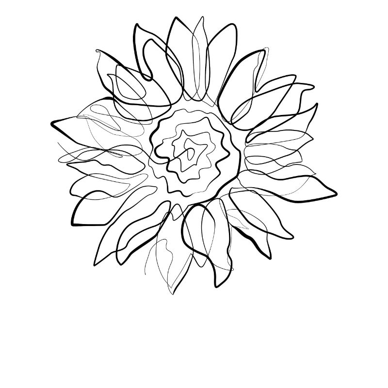 Sunflower Summer - one line drawing
