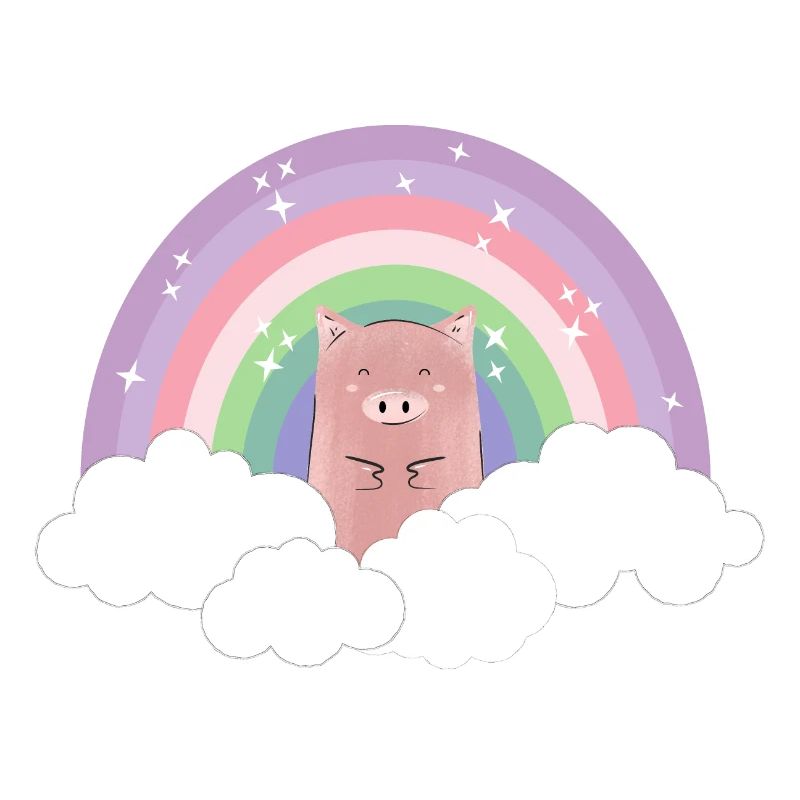 Rainbow Pig Pastel Colors Clouds Gift