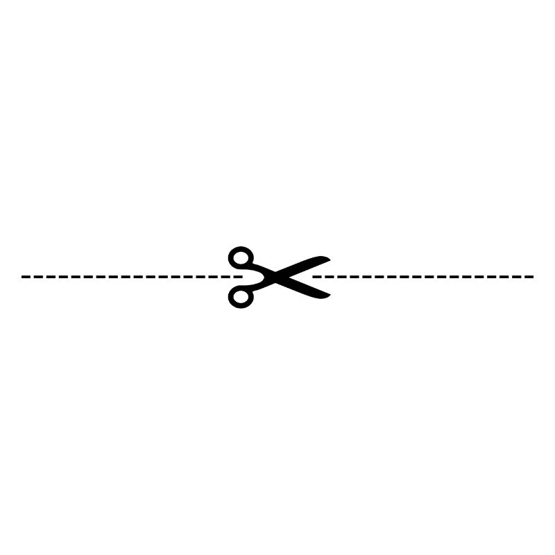 Scissors with cutting line