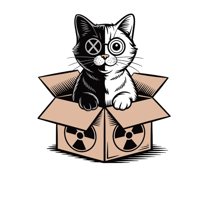 Schrödinger's Cat in a Box Quantum Nerd Statement