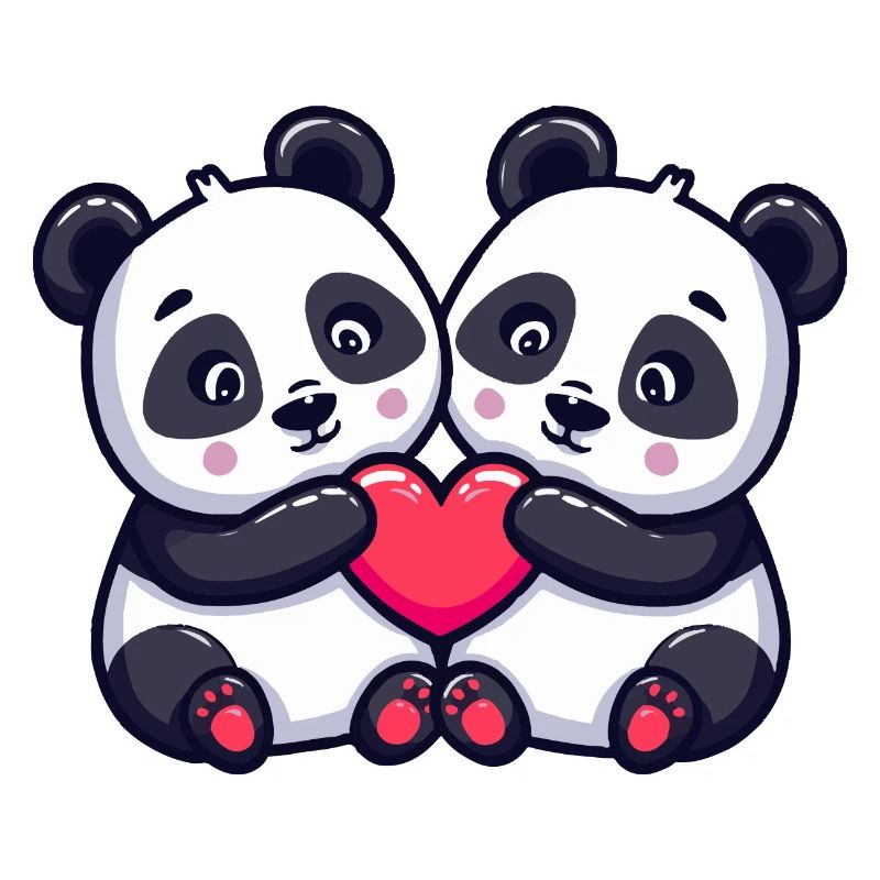 Panda Comic Paar Liebe