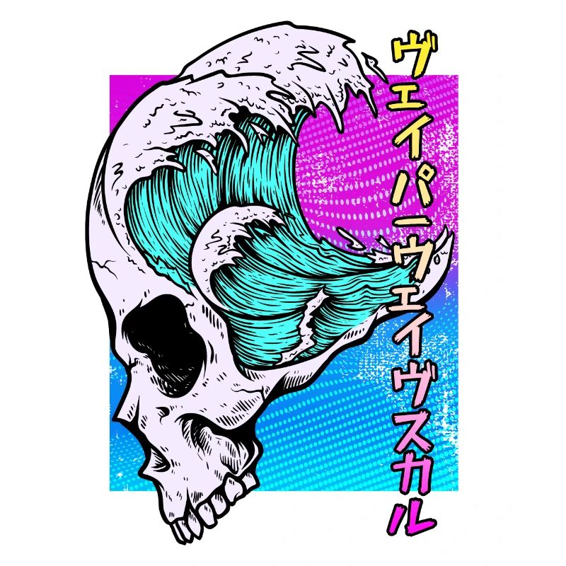 Skull Vaporwave Synthwave