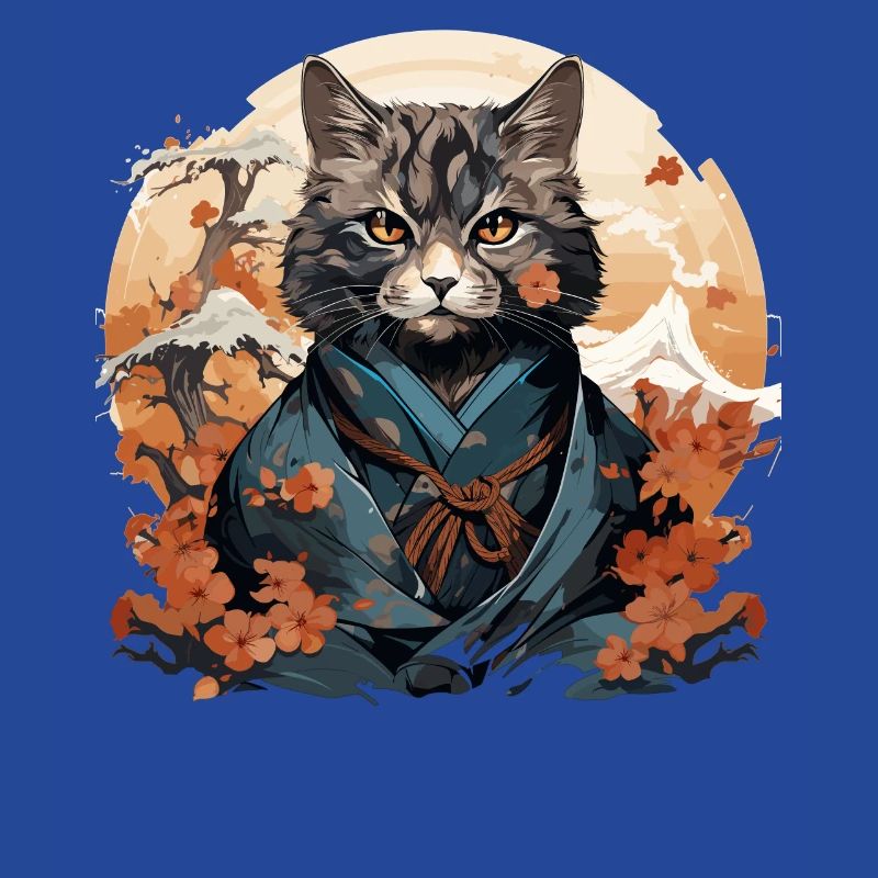 Funny Samurai Cat