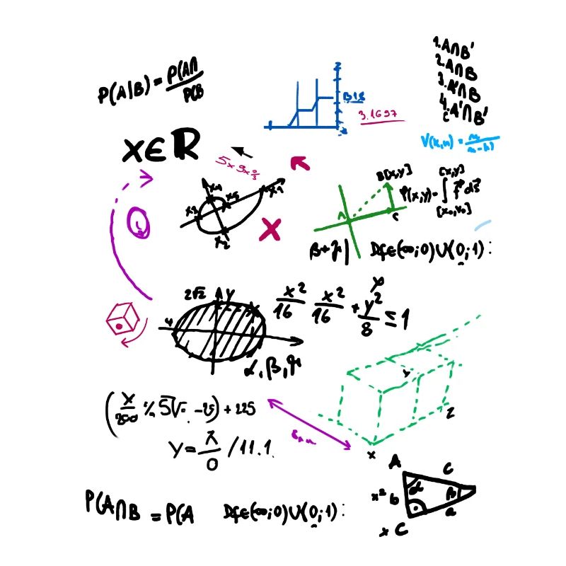 Math complexe tableau mathématique avec des formules