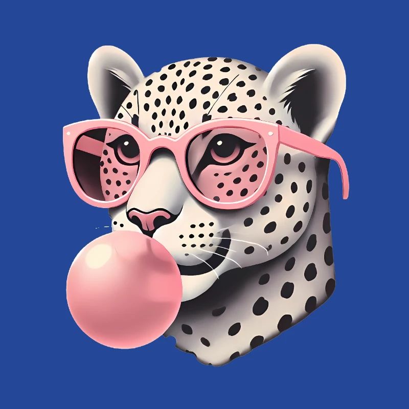 Leopard mit rosa Brille Bubblegum