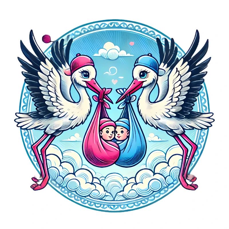 Pink or Blue Stork Baby Bundle Design