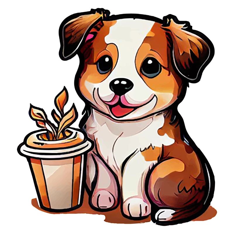 Chien avec café: le compagnon idéal
