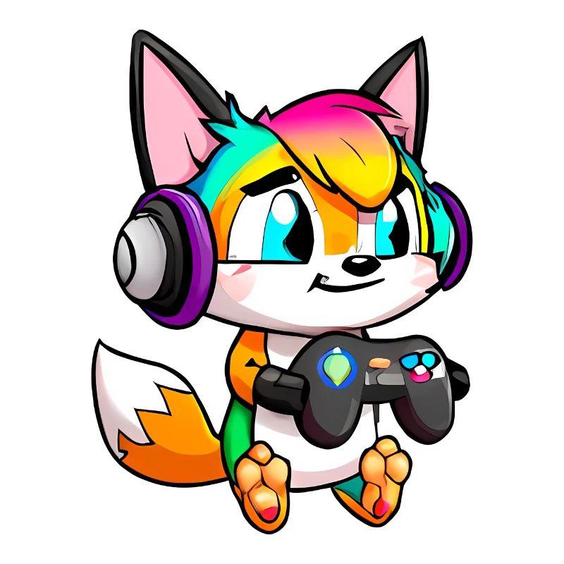 00251 süßer Fuchs mit Headset und Controller