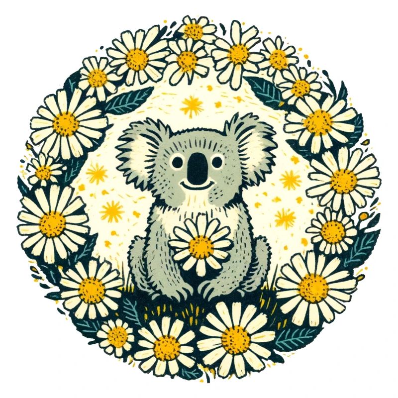 Koala, Bär und Gänseblümchen