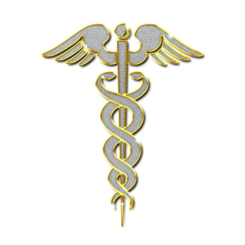 Caducée (Docteur) Pendentif à Chaîne de Bijoux Bling Bling