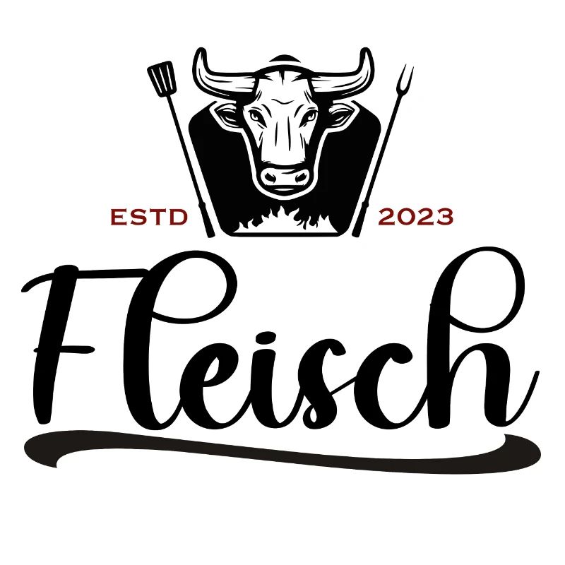 Fleisch Logo mit Stier weiß