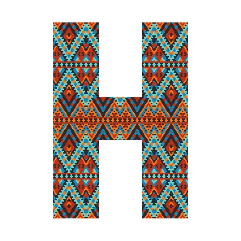 Buchstabe H - Boho-Design, buntes Monogramm