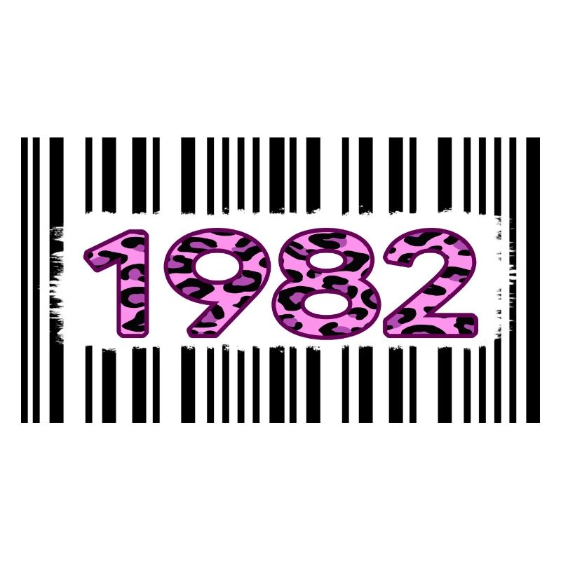 1982 Birthday Anniversary Barcode Pink Leopard