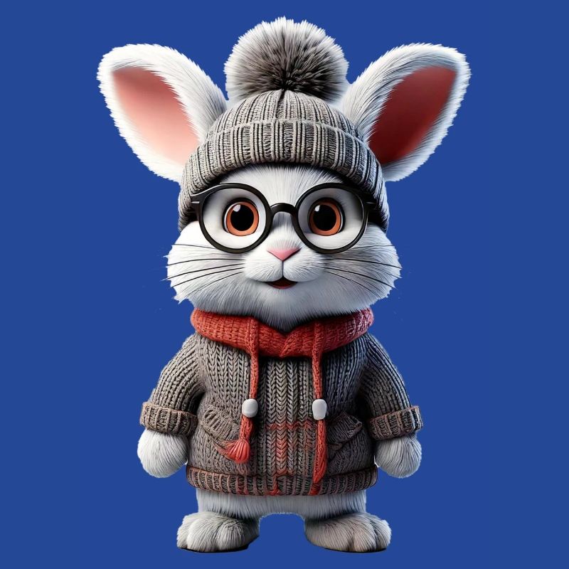 Mignon lapin avec pull tricoté