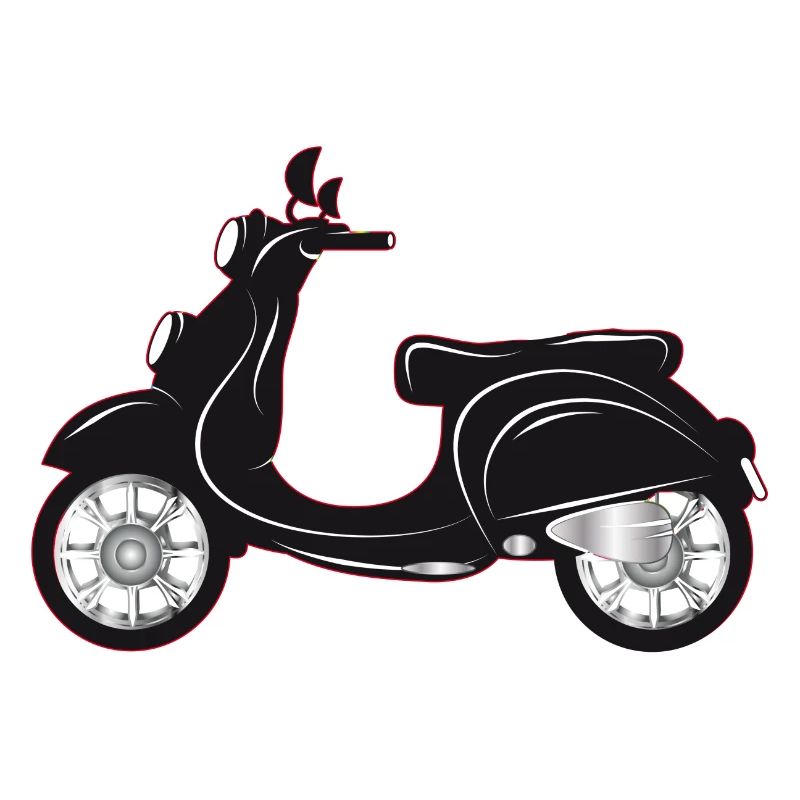 A black scooter with a colored edge